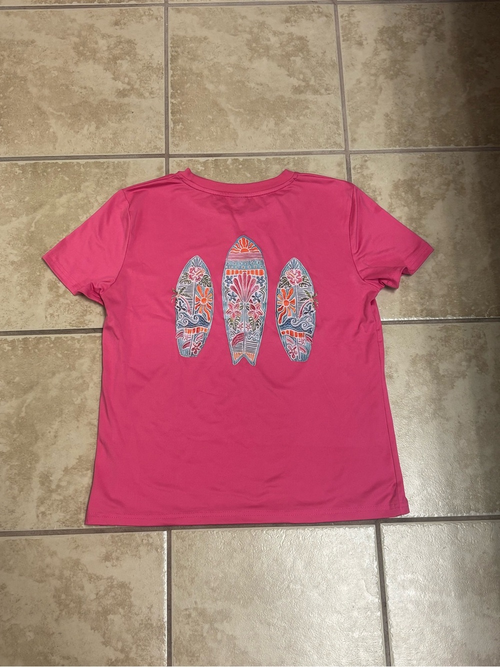 SHEIN Hot Pink Graphic Tee - Surfboards & Summer Vibes - Small